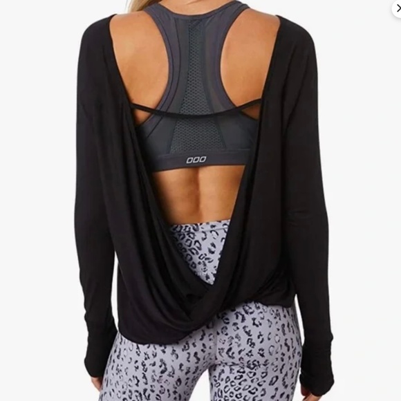 LORNA Jane Longsleeve Open Back Black top - Picture 1 of 3